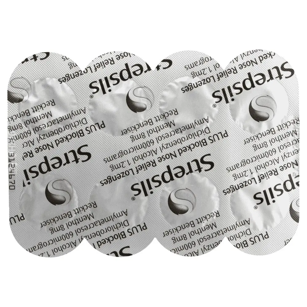 Strepsils Plus Blocked Nose Relief Lozenges 16 Pack  Menthol Eucalyptus Flavour