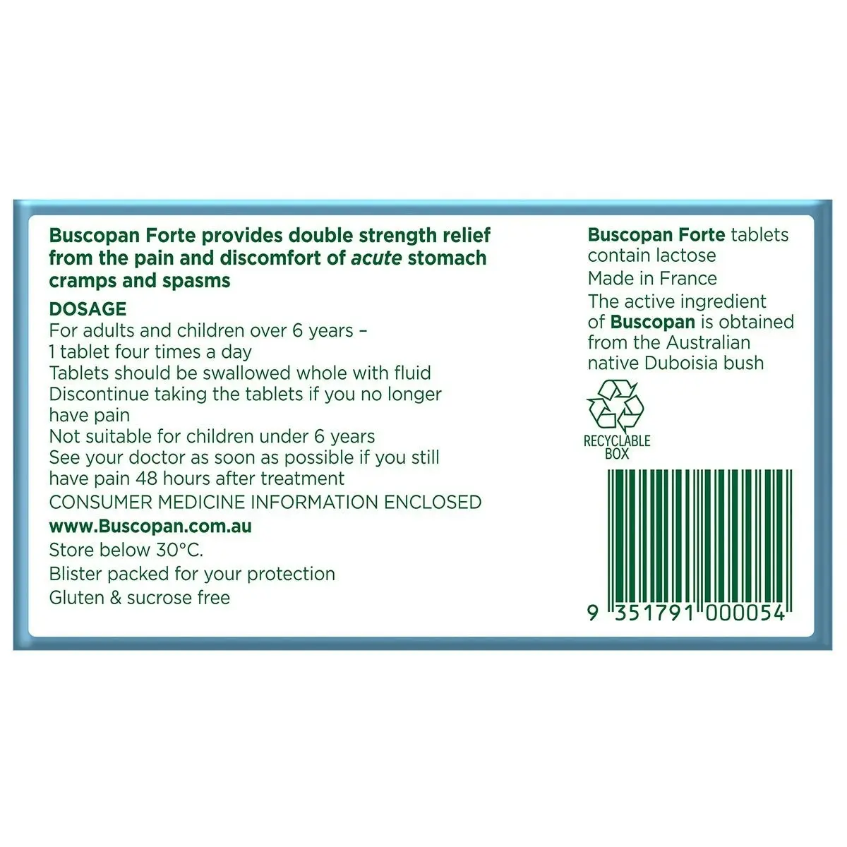 Buscopan Forte 20mg 10 Tablets