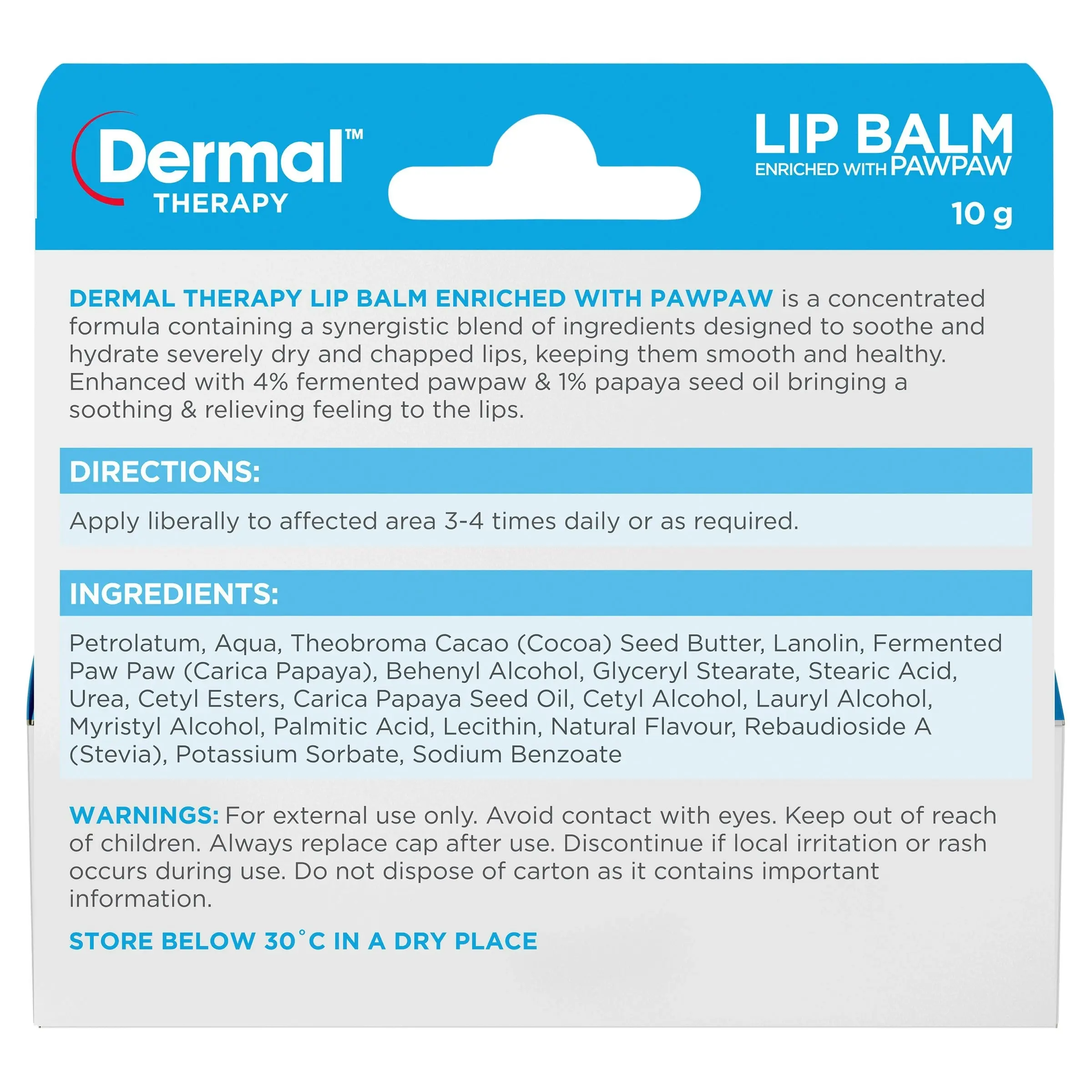 Dermal Therapy Lip Balm Paw Paw 10g