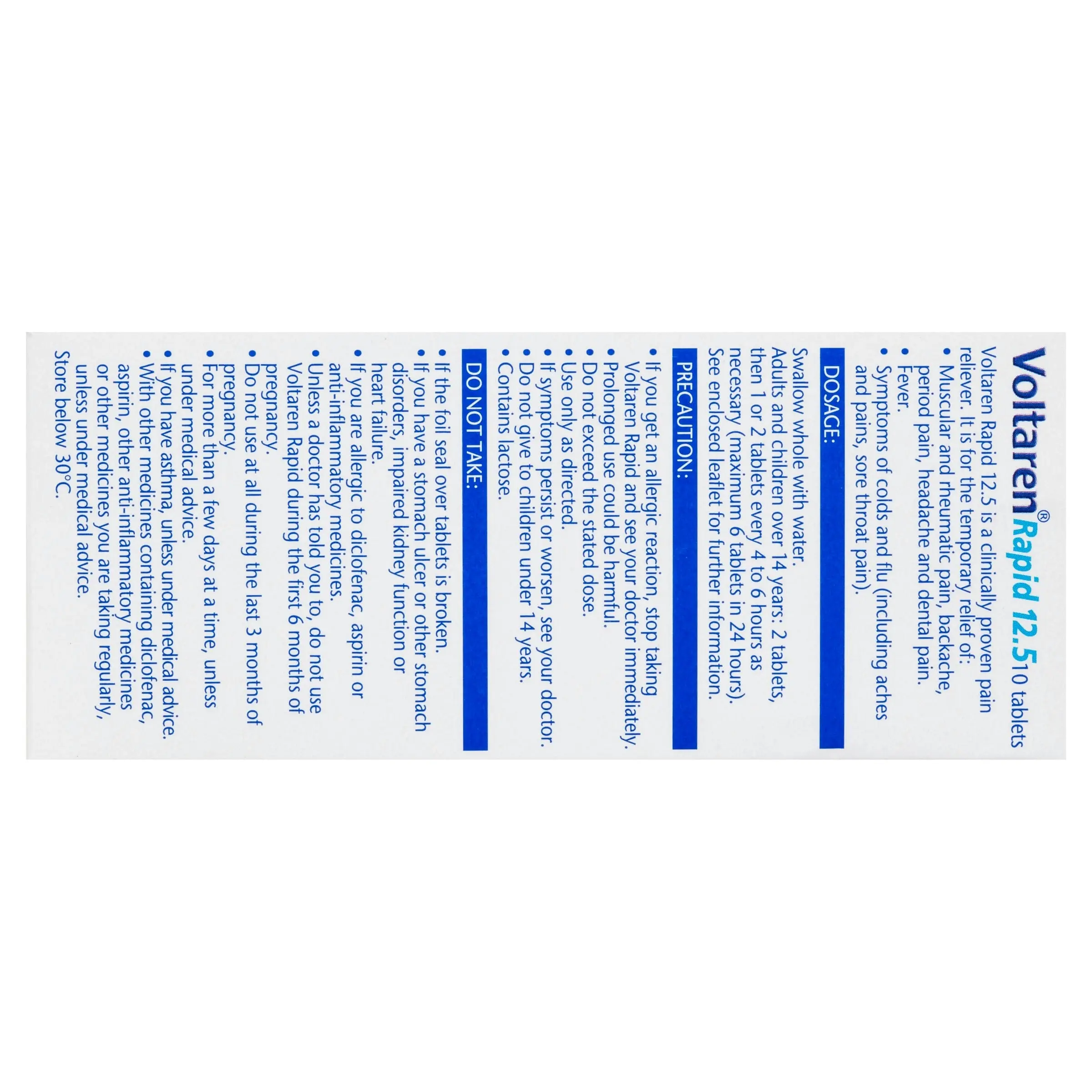 Voltaren Rapid 12.5, Pain Relief 10 Tablets