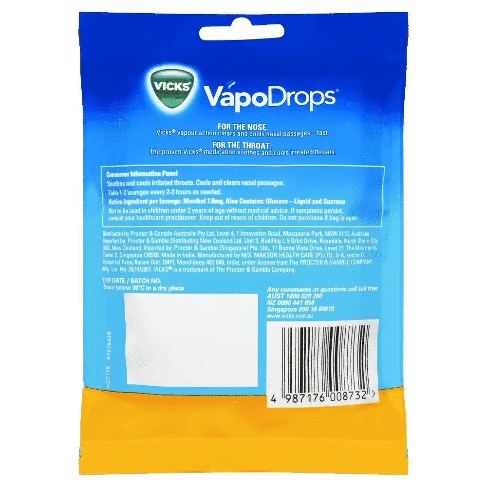 Vicks VapoDrops Butter Menthol Lozenges 24 Pack