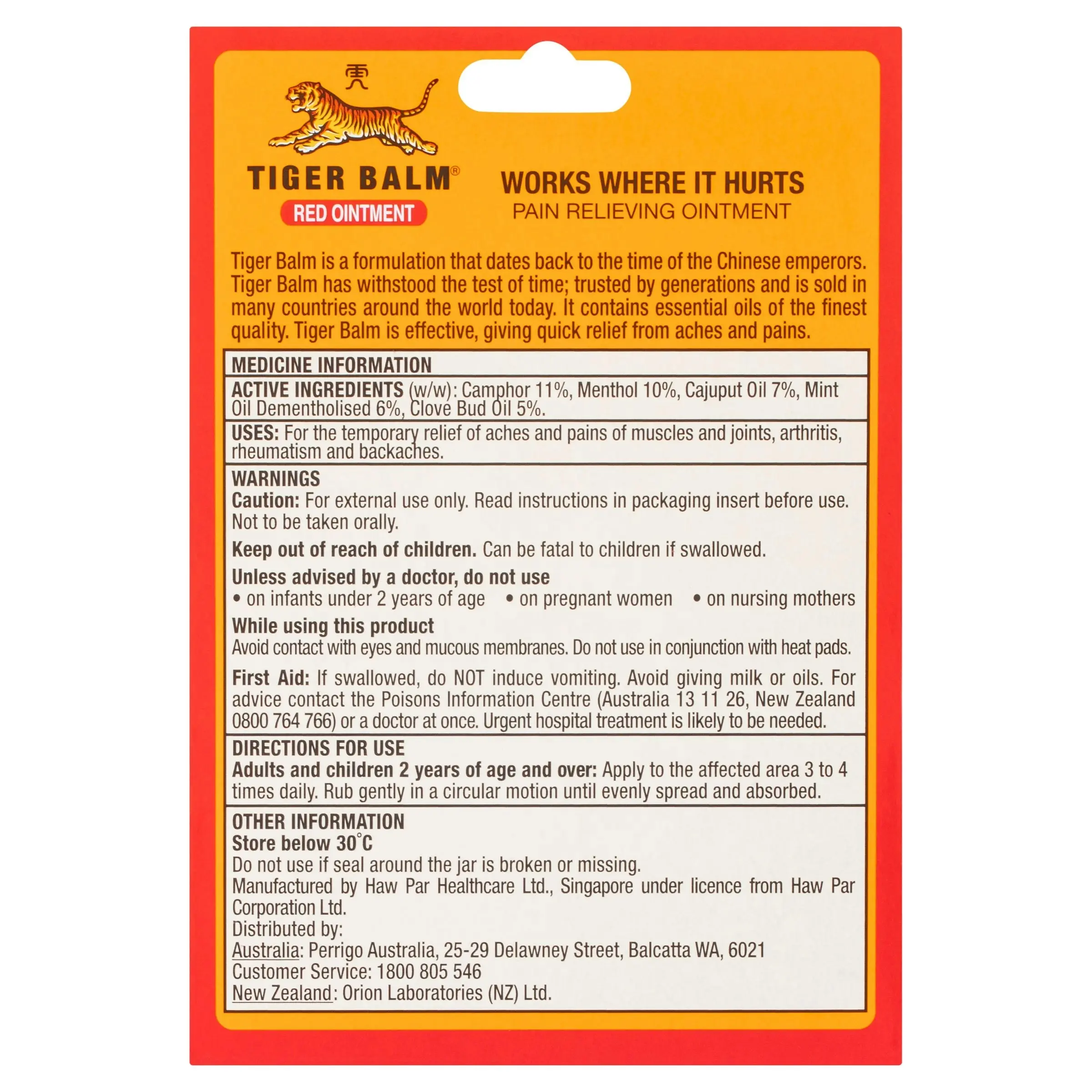 Tiger Balm Analgesic Red 18g