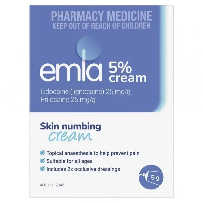 Emla Cream 5g Tube + 2 Dressings