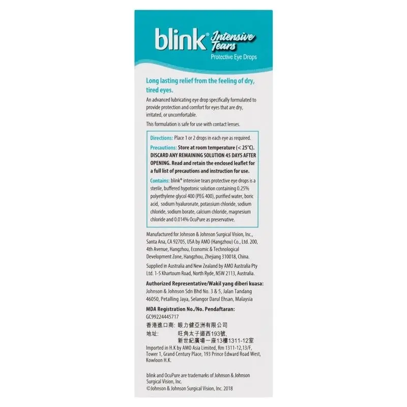 Blink Intensive Tears Dry Eye Drops 15ml