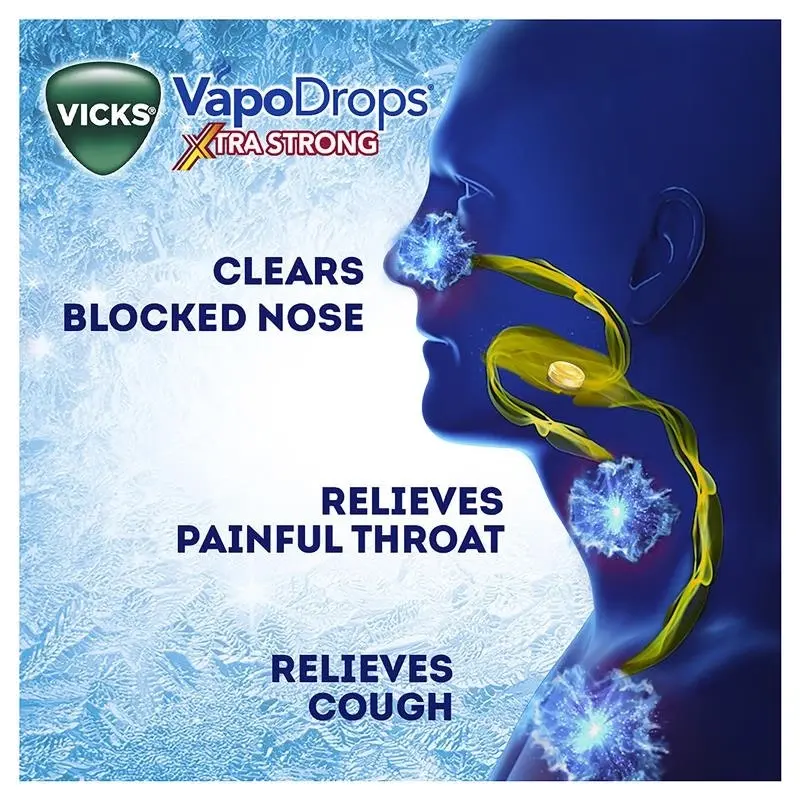 Vicks VapoDrops Xtra Strong Lemon Menthol Blast 36 Lozenges