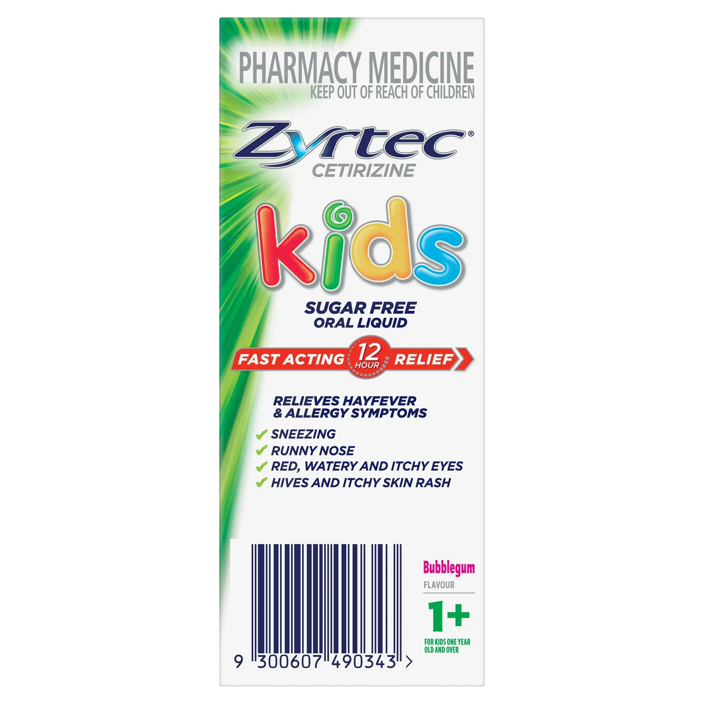 Zyrtec Kids Antihistamine Allergy & Hayfever Oral Liquid Bubblegum 120ml