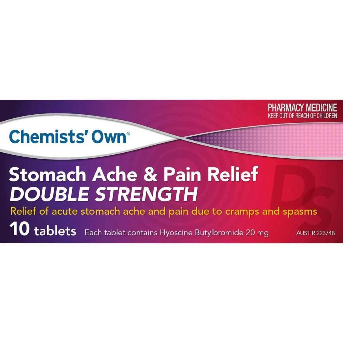 Chemists' Own Stomach Ache & Pain Relief 20mg Double Strength 10 Tablets (Generic of Buscopan Forte)