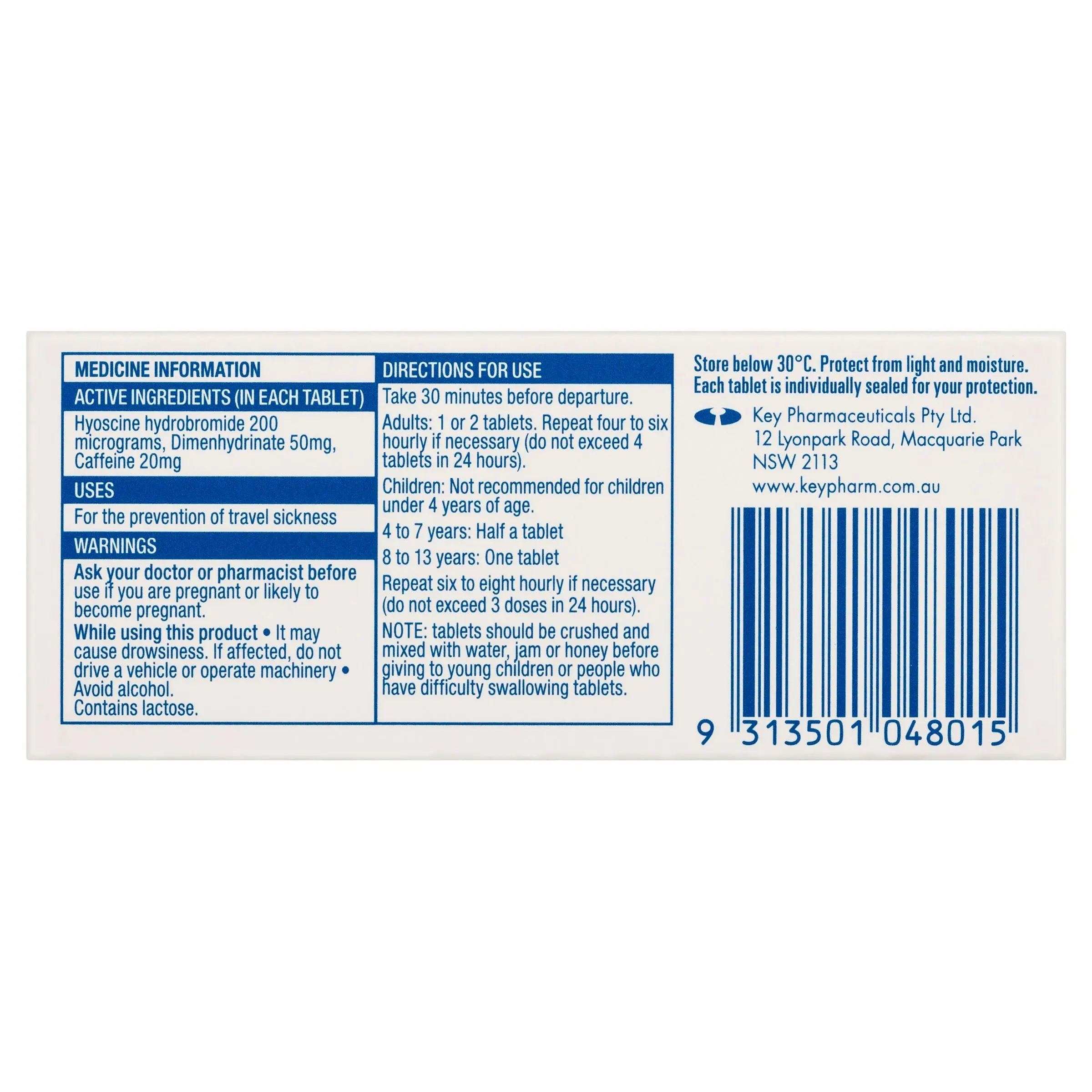 TRAVACALM Original 10 Tablets