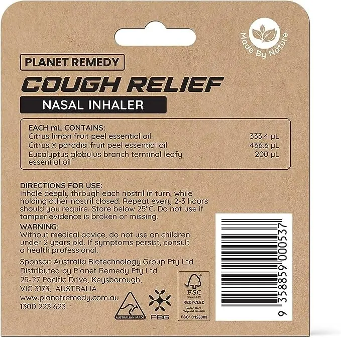 Planet Remedy Cough Relief Nasal Inhaler 1ml