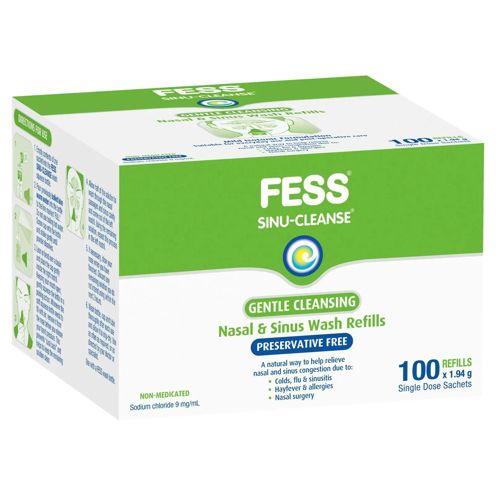 FESS Sinu Cleanse Gentle Nasal and Sinus Wash Sachets 100 Refills