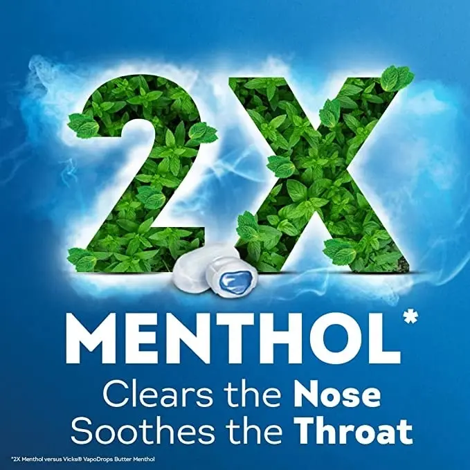 Vicks VapoDrops Xtra Strong Menthol Blast Centres 16 Lozenges