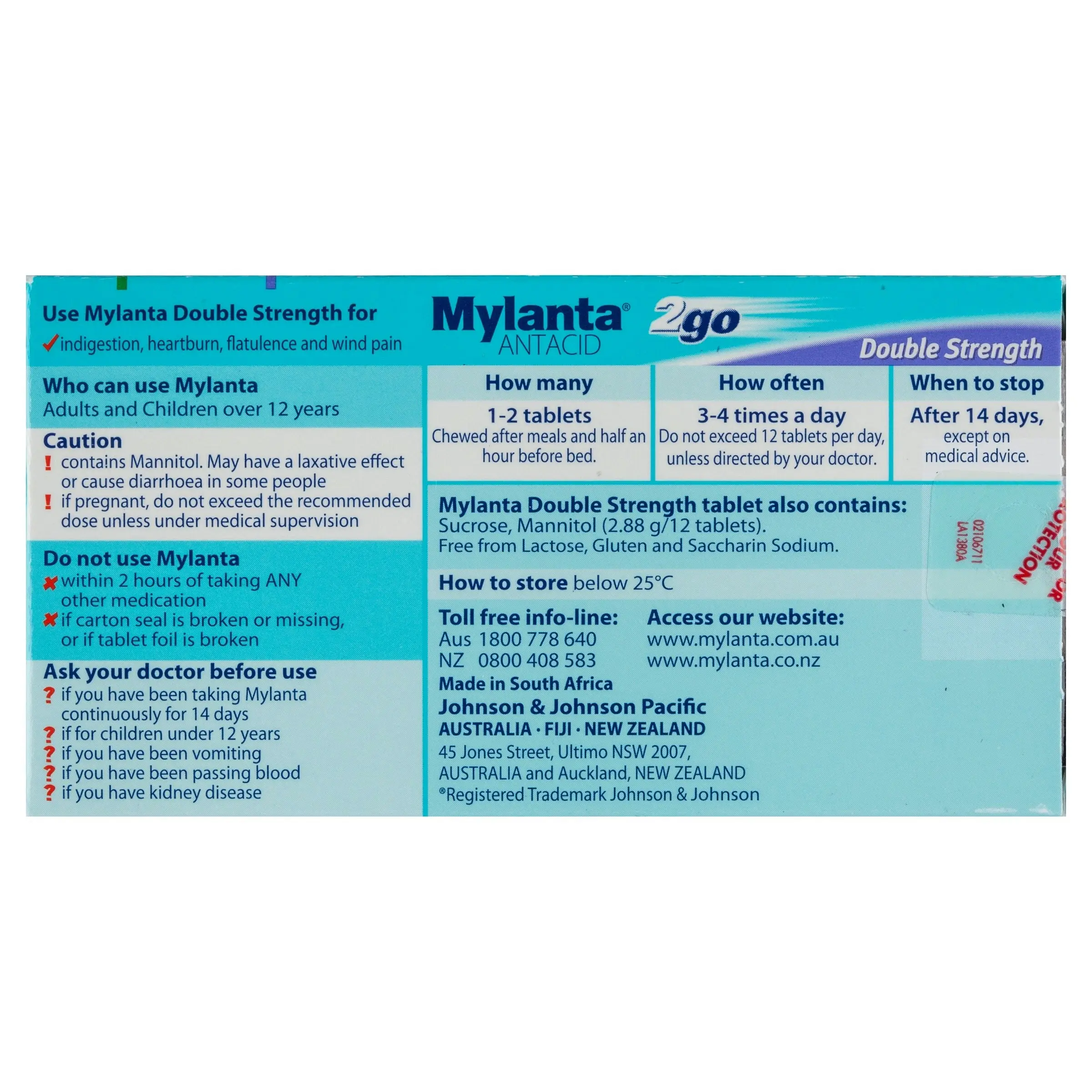 Mylanta 2go Double Strength Chewable Antacid 24 Tablets