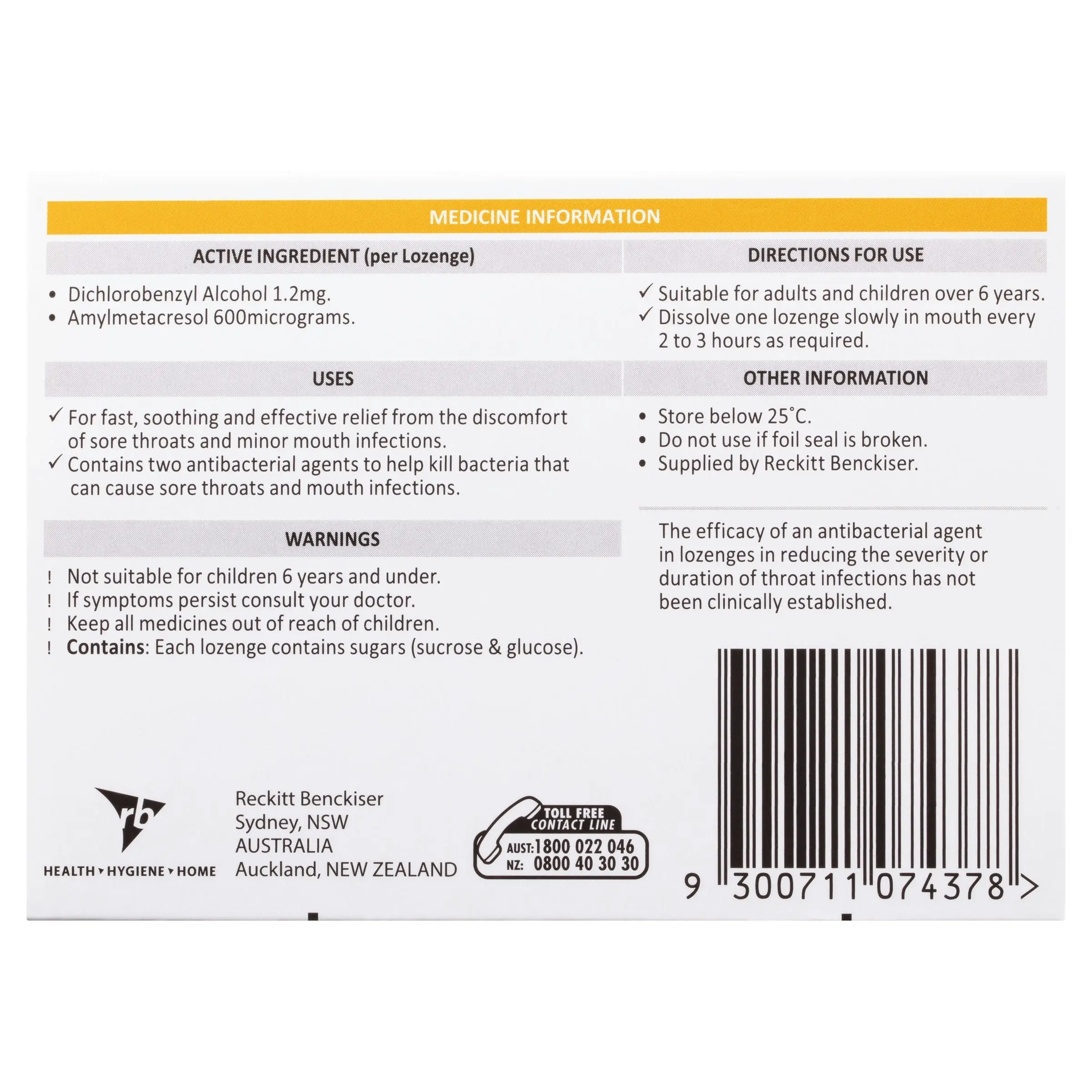 Strepsils Honey & Lemon 16 Lozenges