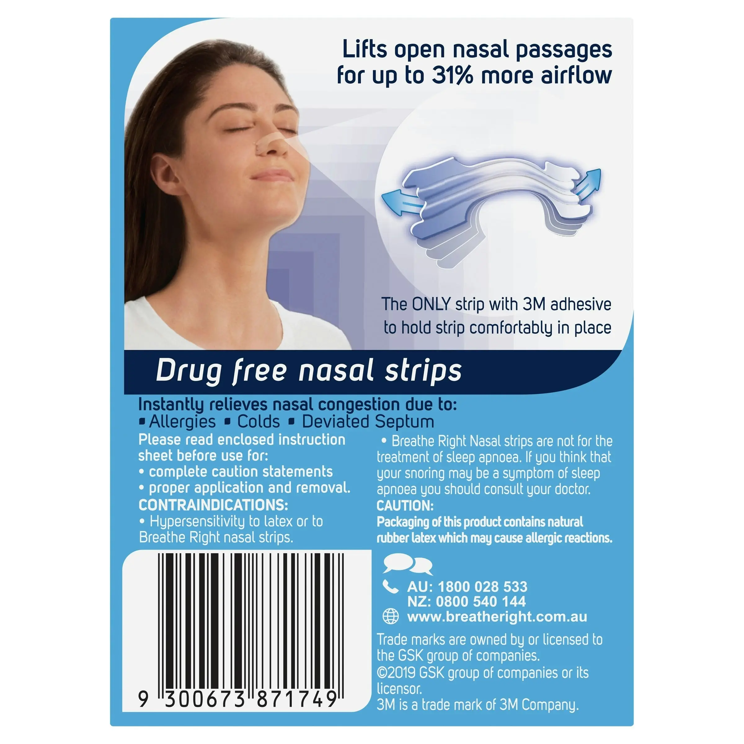 Breathe Right Nasal Strips Clear Large X 30