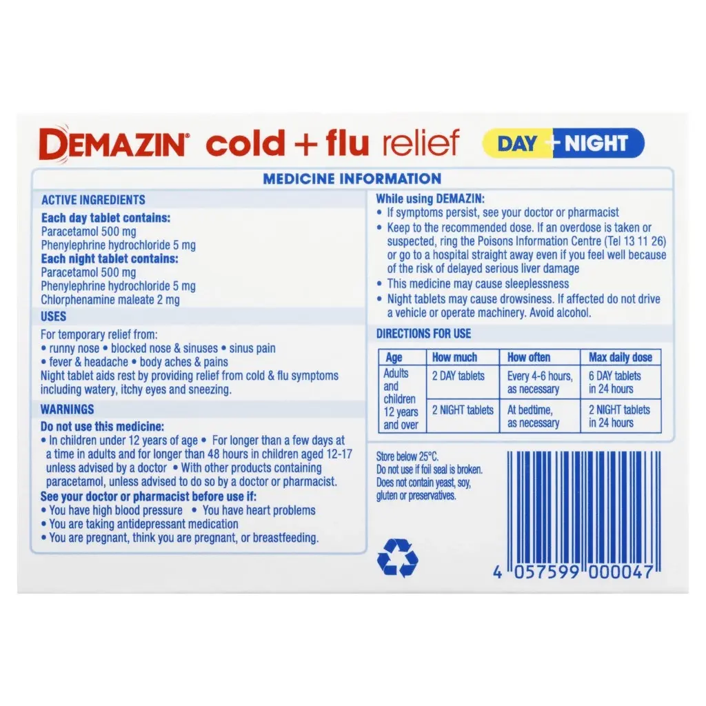 Demazin Cold & Flu Relief 48 Tablets