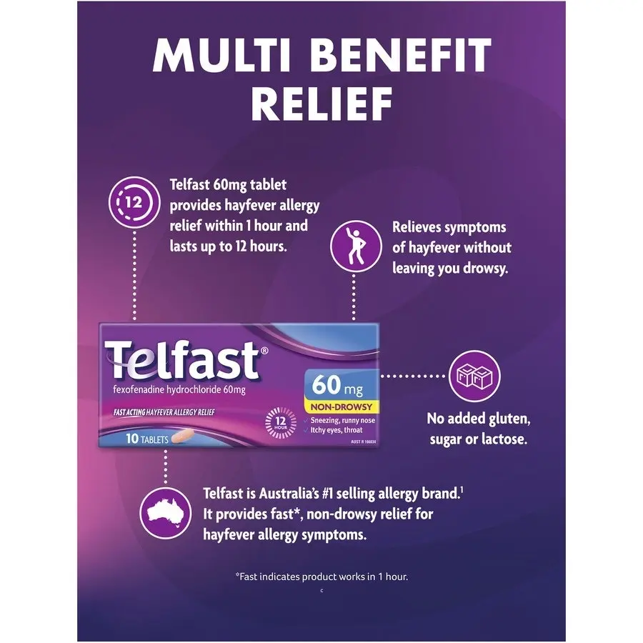 Telfast 60mg Non-Drowsy Tablets 10 Pack