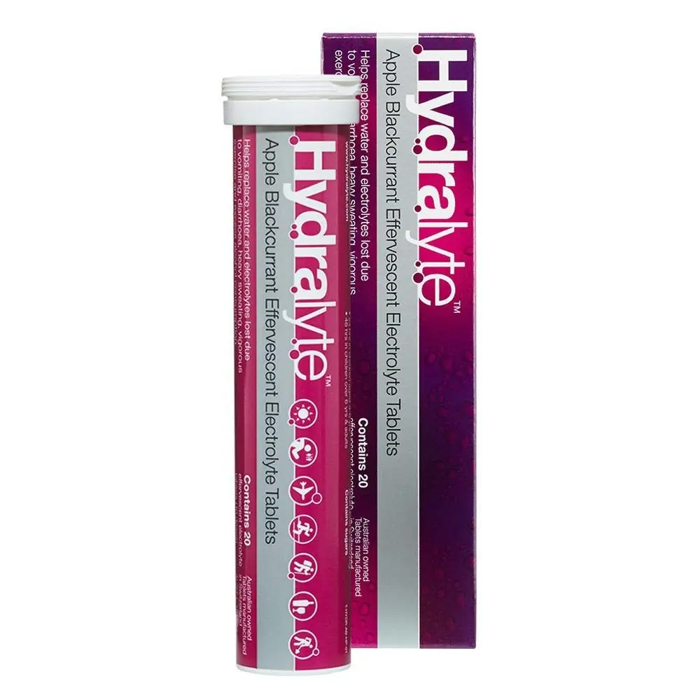 Hydralyte Electrolyte Effervescent Apple Blackcurrant 20 Tablets