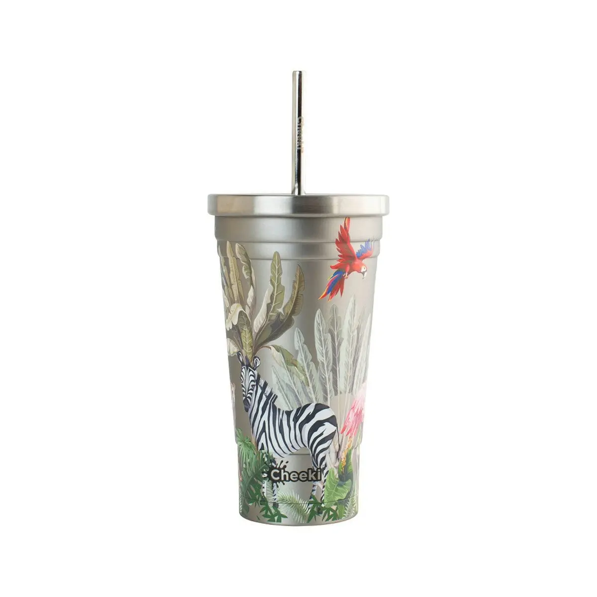 Cheeki Insulated Tumbler 3d Jungle - With S/steel Straw 500ml