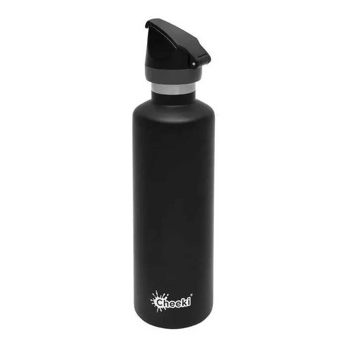 Cheeki Stainless Steel Bottle Insulated - Matte Black Sports Lid 600ml