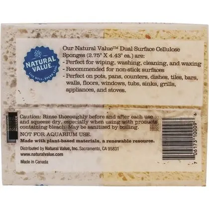 Natural Value Dual Surface Cellulose Sponges 4 Pack 4