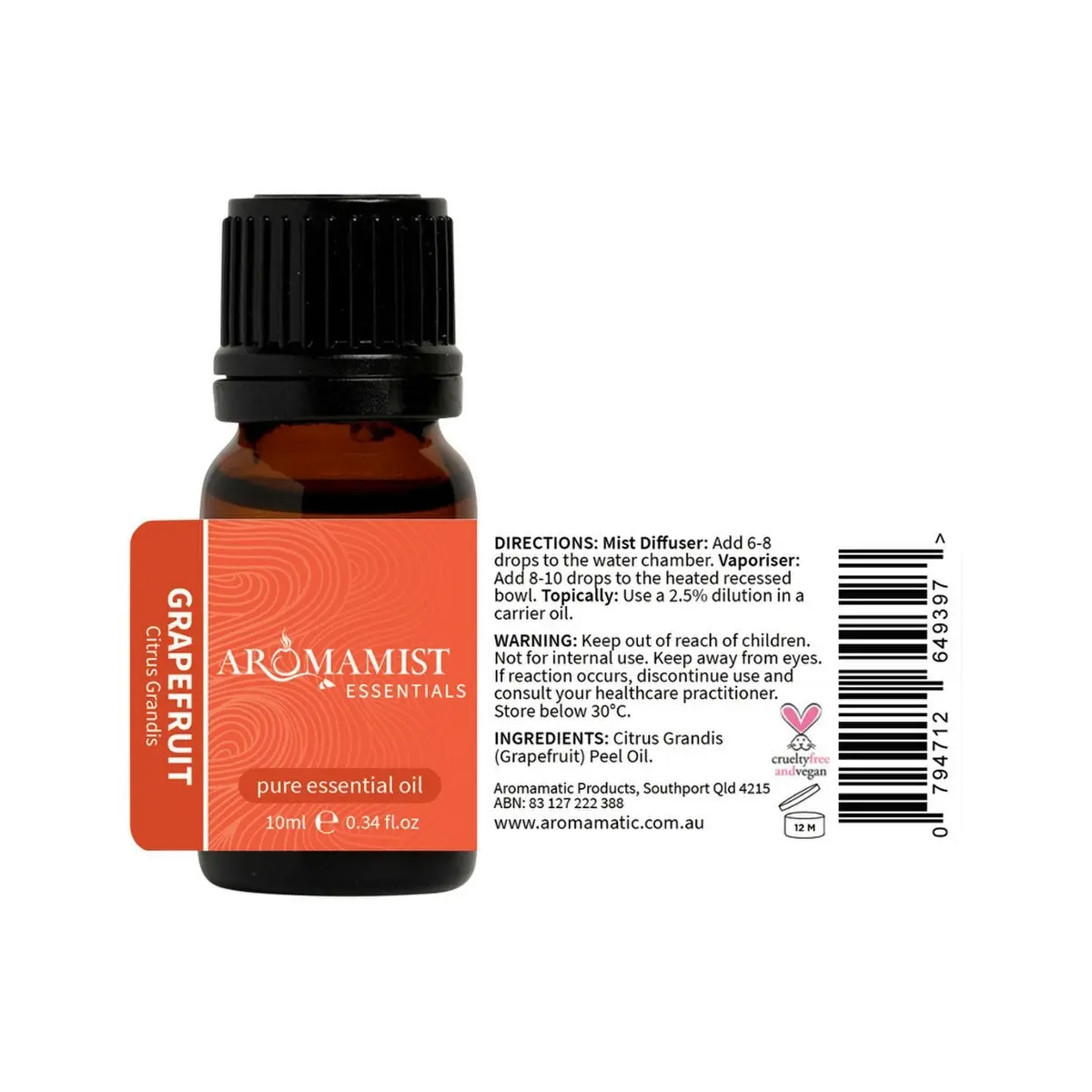 Aromamist Essentials Pure Essential Oil Grapefruit 10ml