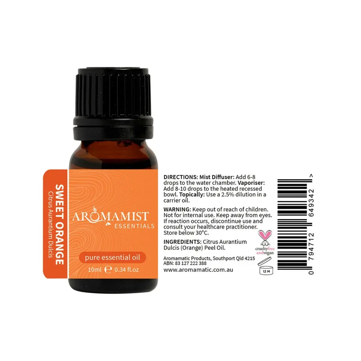 Aromamist Essentials Pure Essential Oil Sweet Orange 10ml