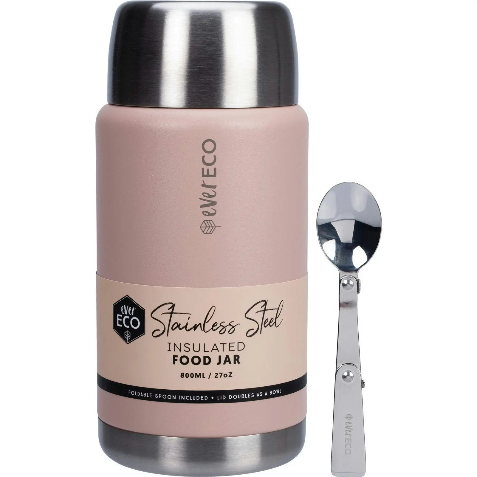 Ever Eco Insulated Stainless Steel Food Jar Rose 800ml