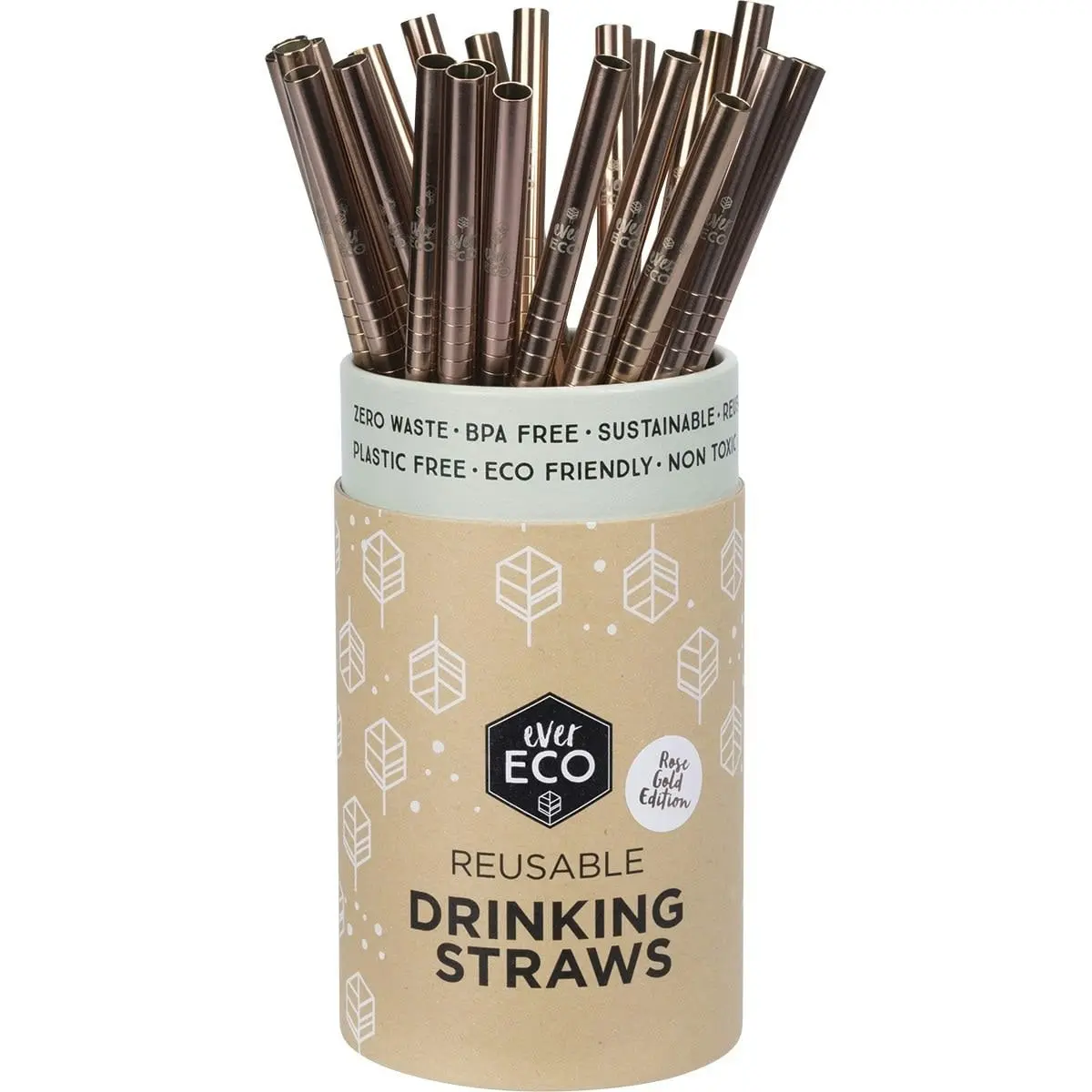 Ever Eco Stainless Steel Straws - Straight Rose Gold 25