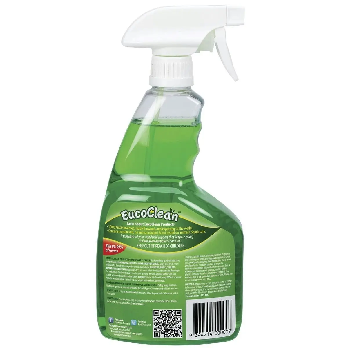 EucoClean Anti-bacterial Spray 3-in-1 With Pure Eucalyptus Essential Oil 750ml