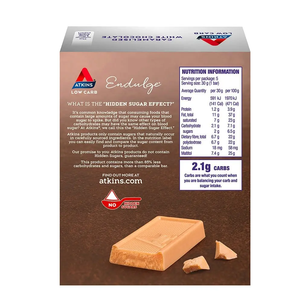 Atkins Endulge Caramelised White Chocolate Low Carb Bar 5 Pack