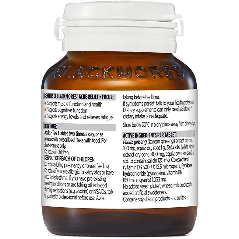 Blackmores Ache Relief + Focus 30 Capsules