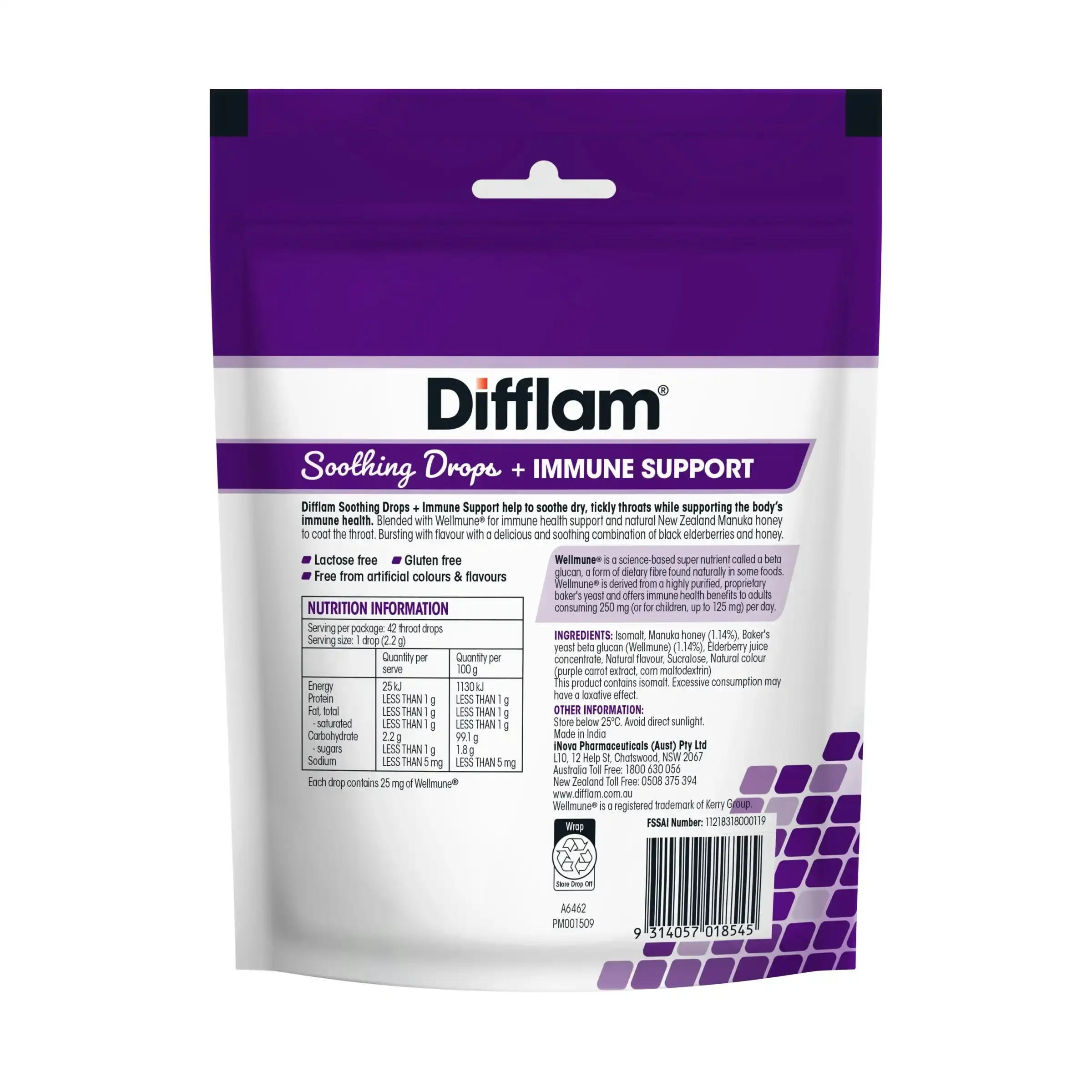 Difflam Soothing Drops + Immune Support Black Elderberry 42 Drops