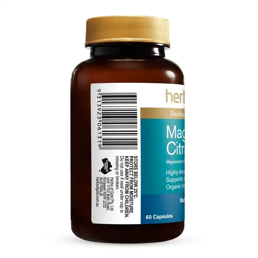 Herbs Of Gold Magnesium Citrate 900 60c