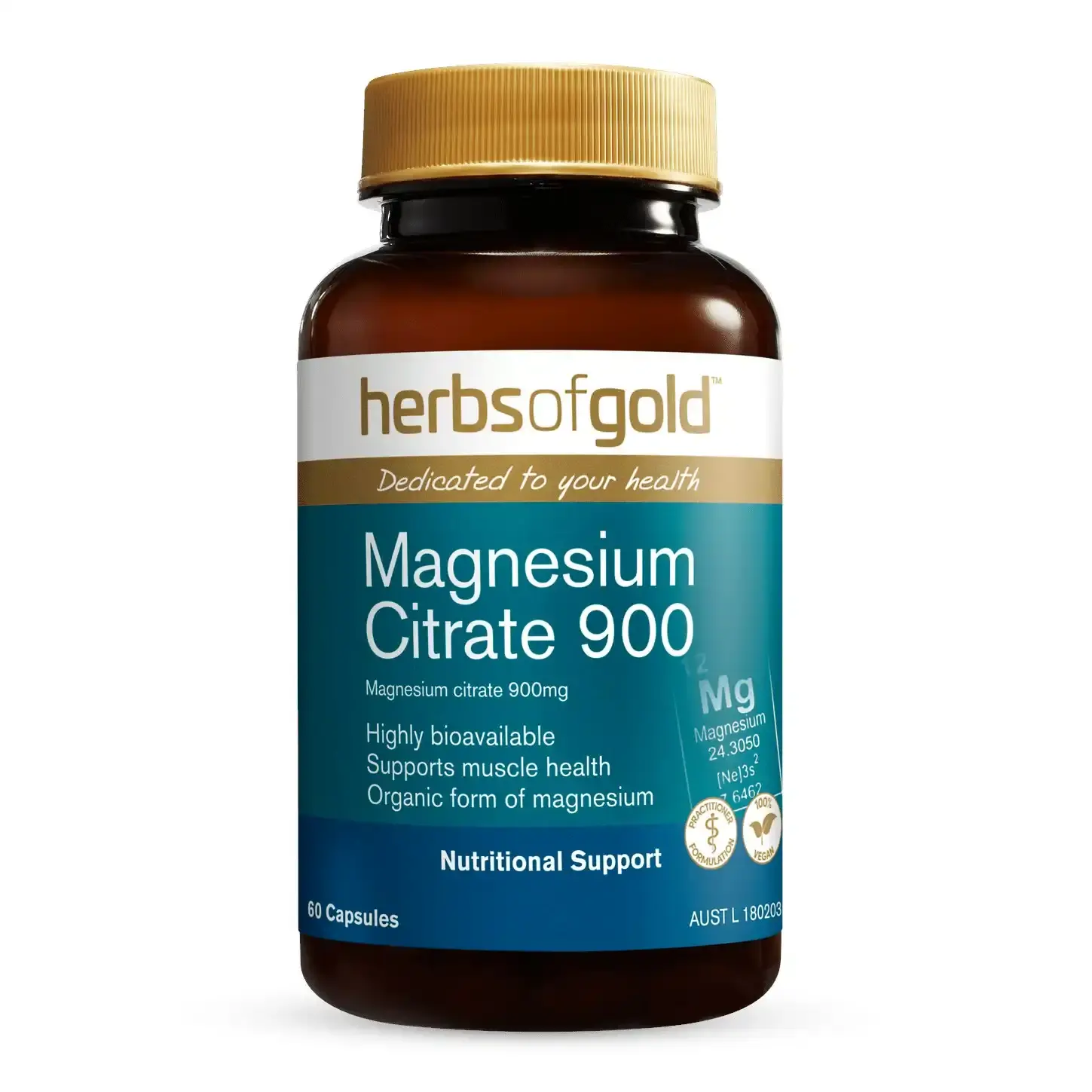 Herbs Of Gold Magnesium Citrate 900 60c