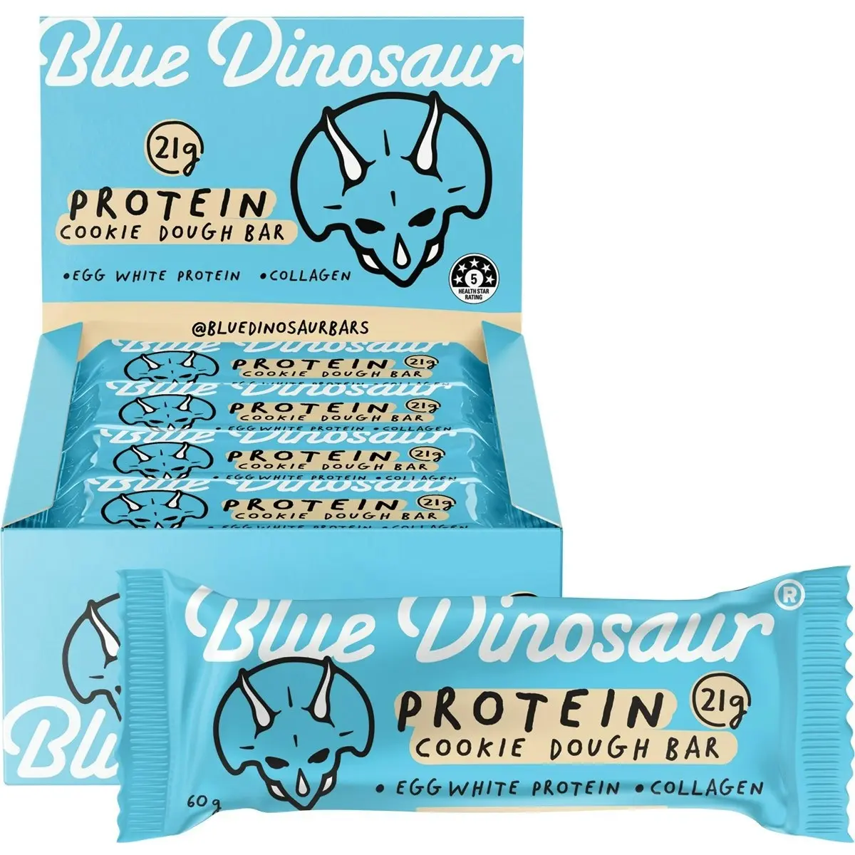 Blue Dinosaur Protein Bar Cookie Dough 60g (Pack of 12)