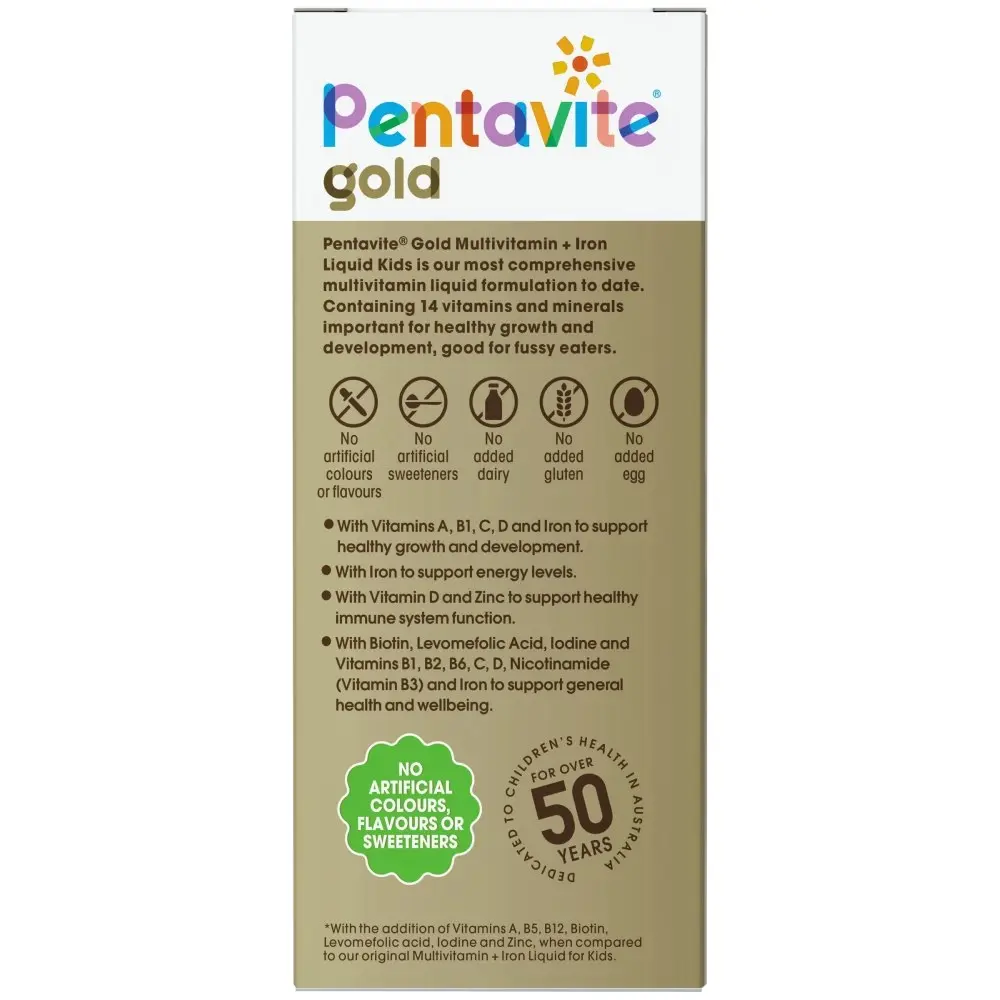 Pentavite Gold Multivitamin + Iron Liquid Watermelon For Kids 200ml