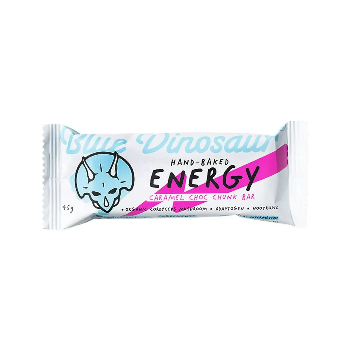 Blue Dinosaur Hand-baked Energy Bar Caramel Choc Chunk 45g 12 Pack