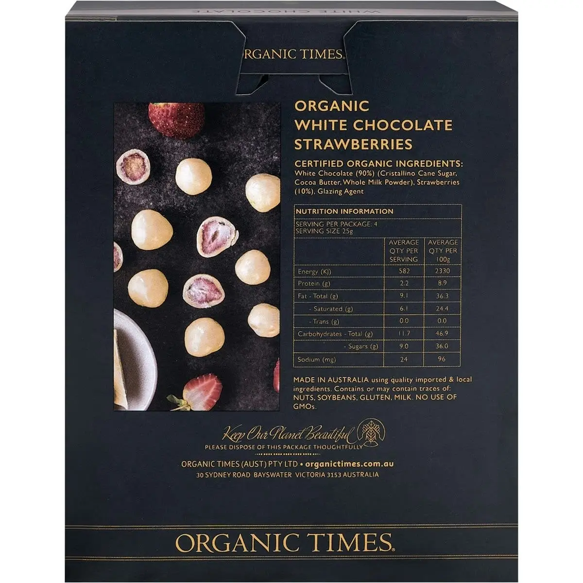 Organic Times White Chocolate Strawberries 100g