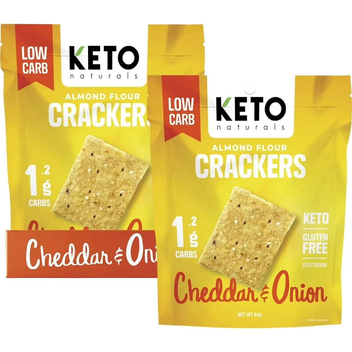 Keto Naturals Almond Flour Crackers Cheddar & Onion 8x64g