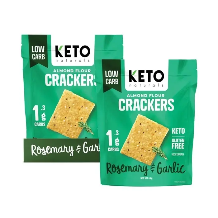 Keto Naturals Almond Flour Crackers Rosemary & Garlic 64g 8Pk