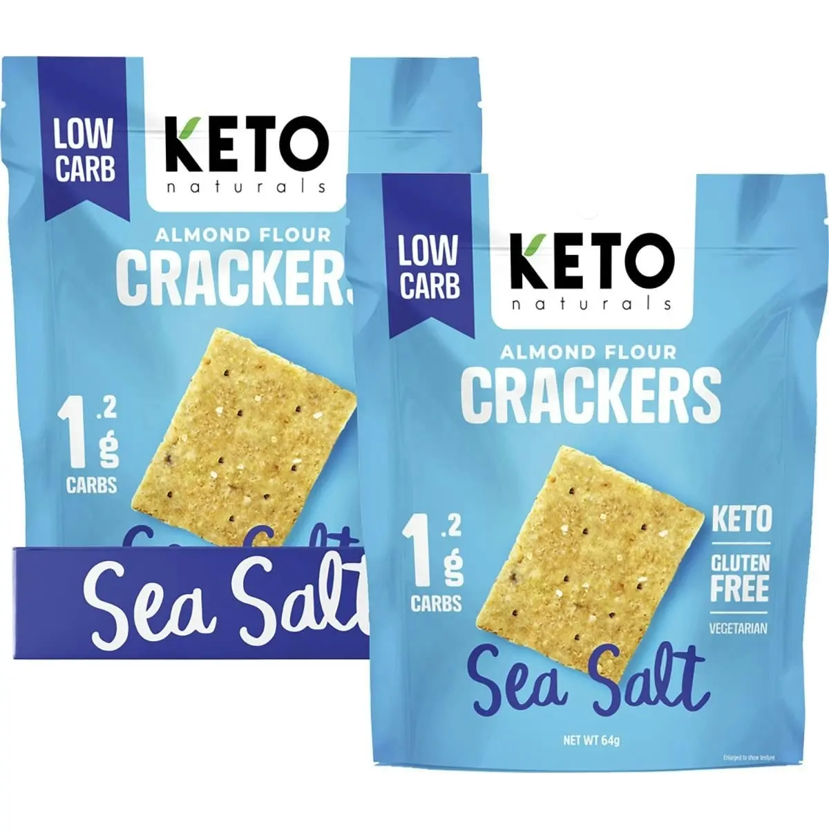 Keto Naturals Almond Flour Crackers Sea Salt 64g 8Pk