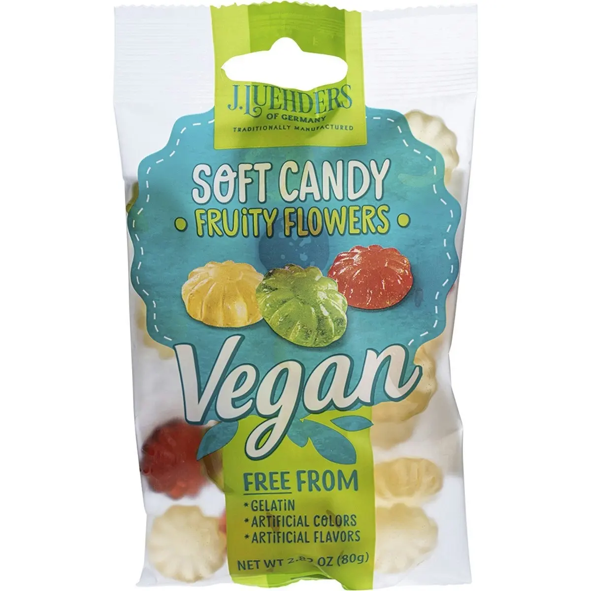 J LUEHDERS Soft Vegan Candy Fruity Flowers 10x80g