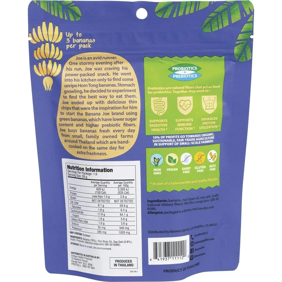 Banana Joe Banana Chips Sea Salt 46.8g 6 Pack