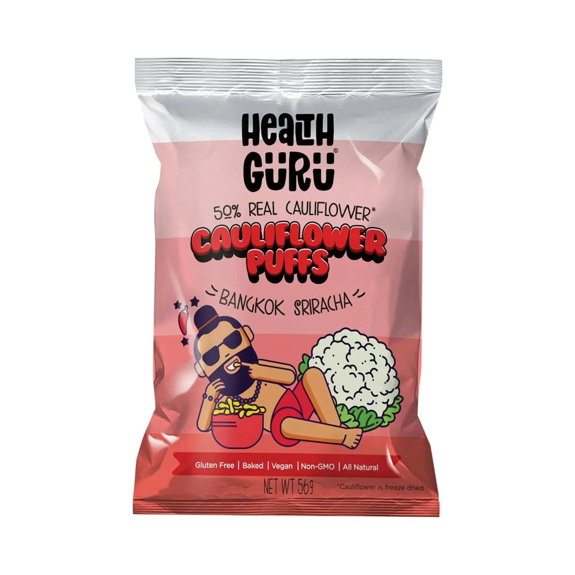 Health Guru Cauliflower Puffs Bangkok Sriracha 56g 12PK