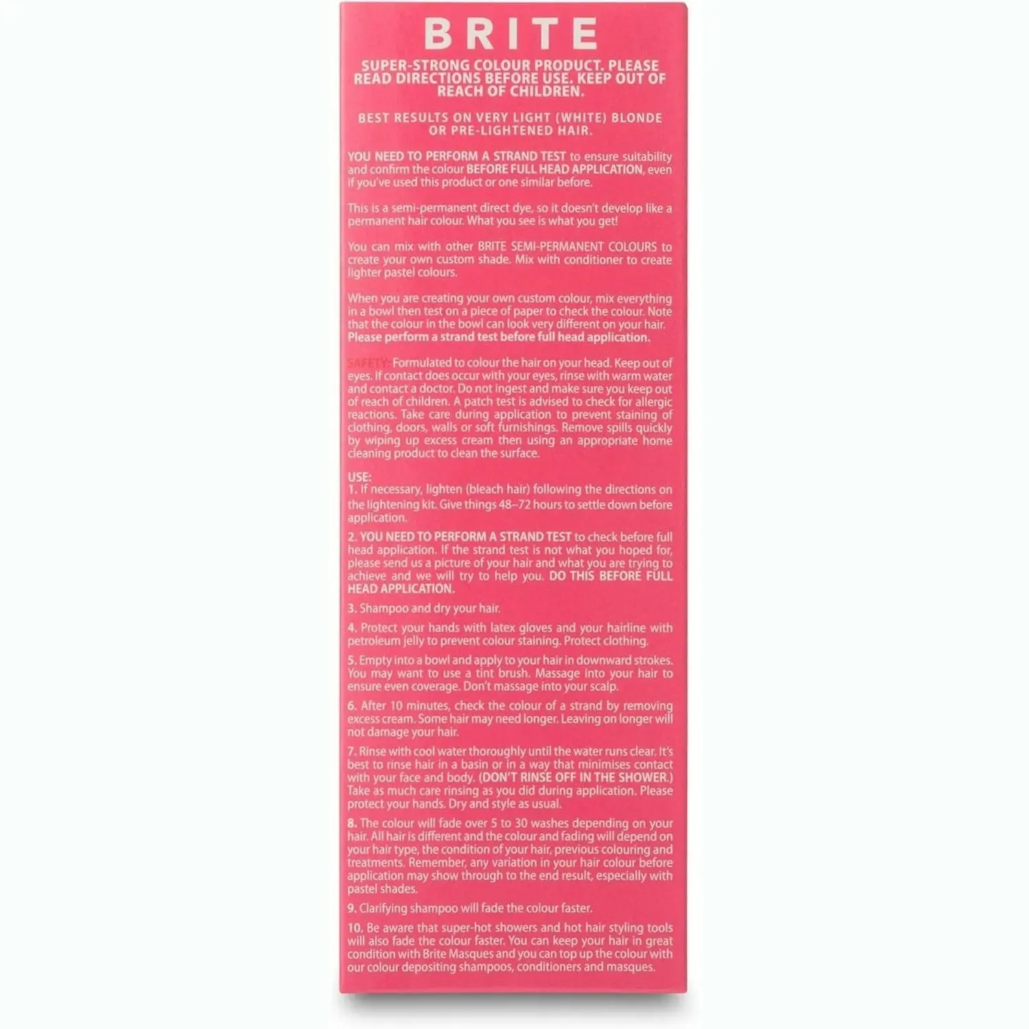 Brite Organix Semi Permanent Hair Colour Pink 75ml