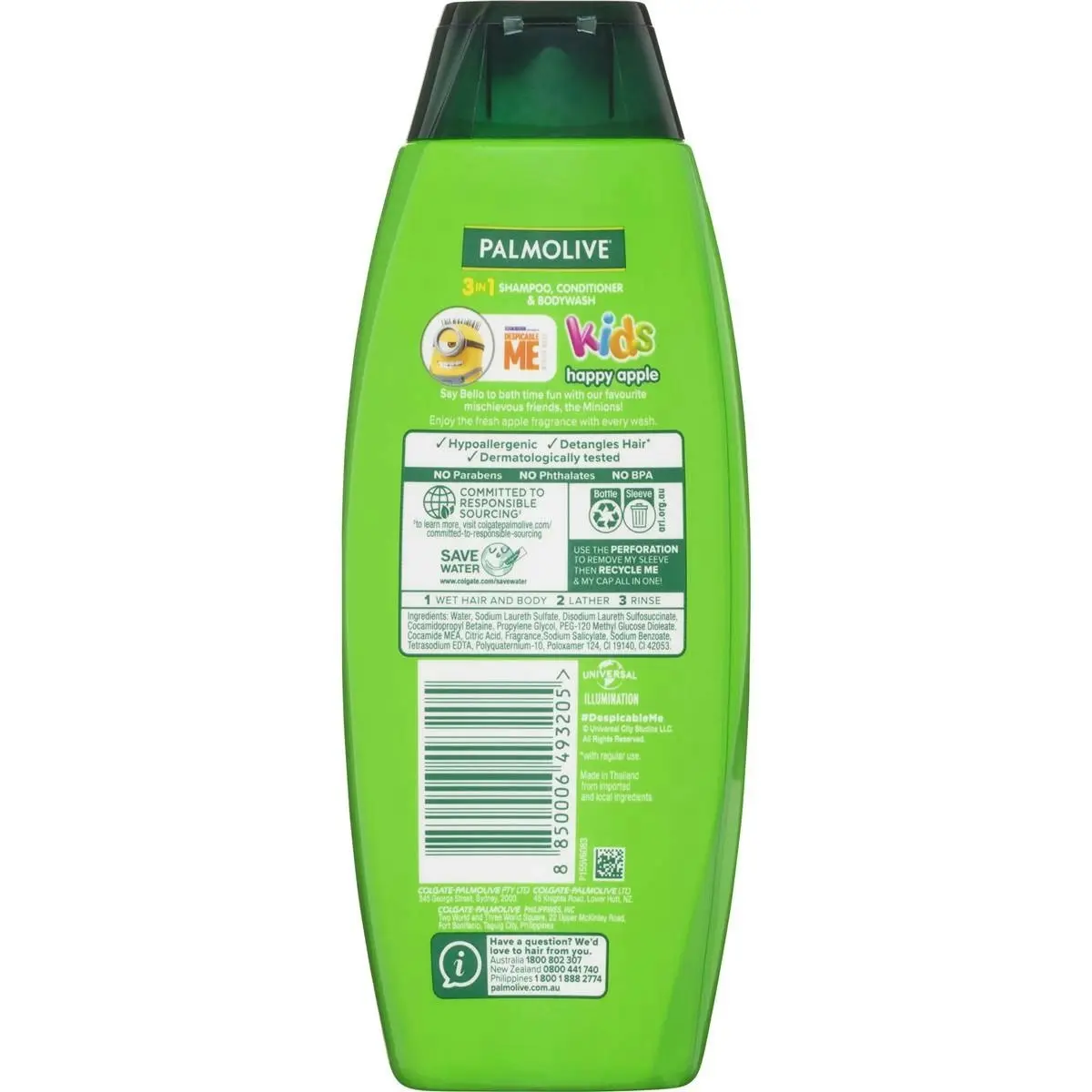 Palmolive Kids 3 In 1 Bodywash Shampoo & Conditioner Happy Apple 350ml