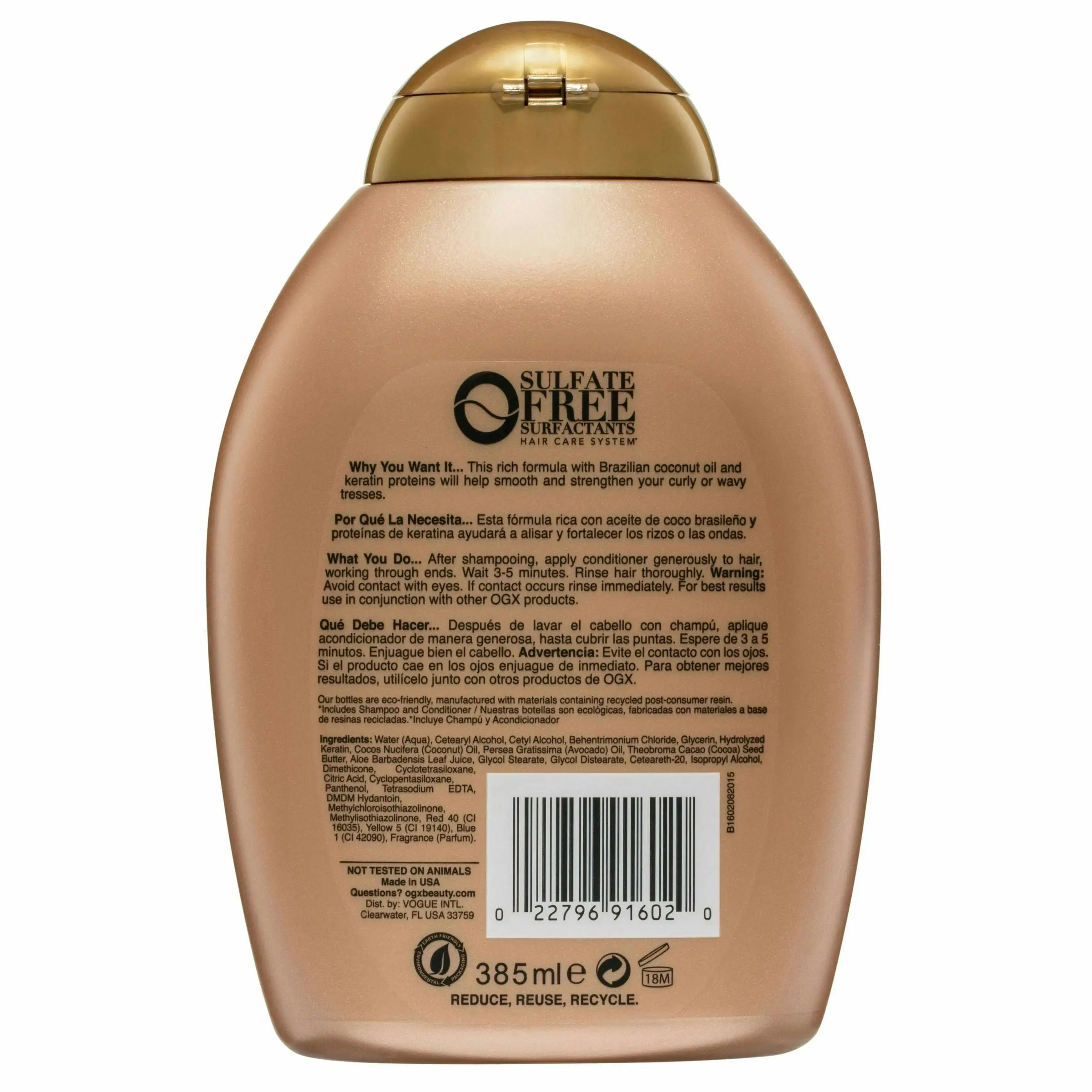 OGX Brazillian Keratin Therapy Ever Straight Conditioner 385mL