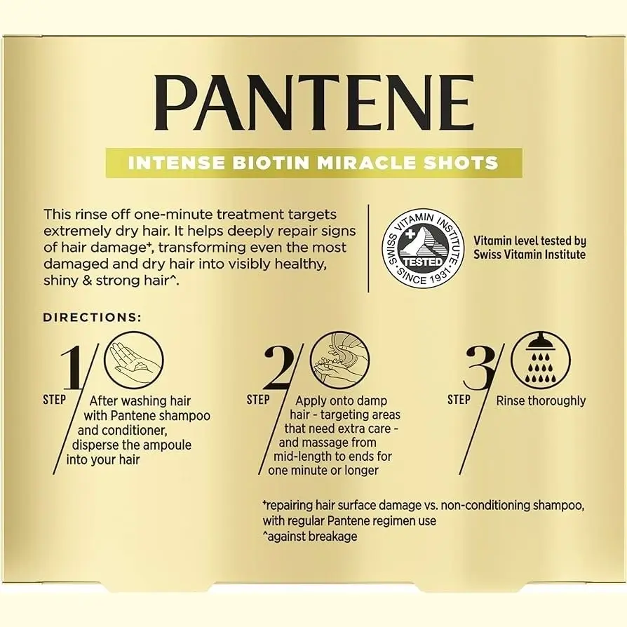 Pantene Intense Miracle Treatment Shots Biotin Nourish 3 Pack 15ml