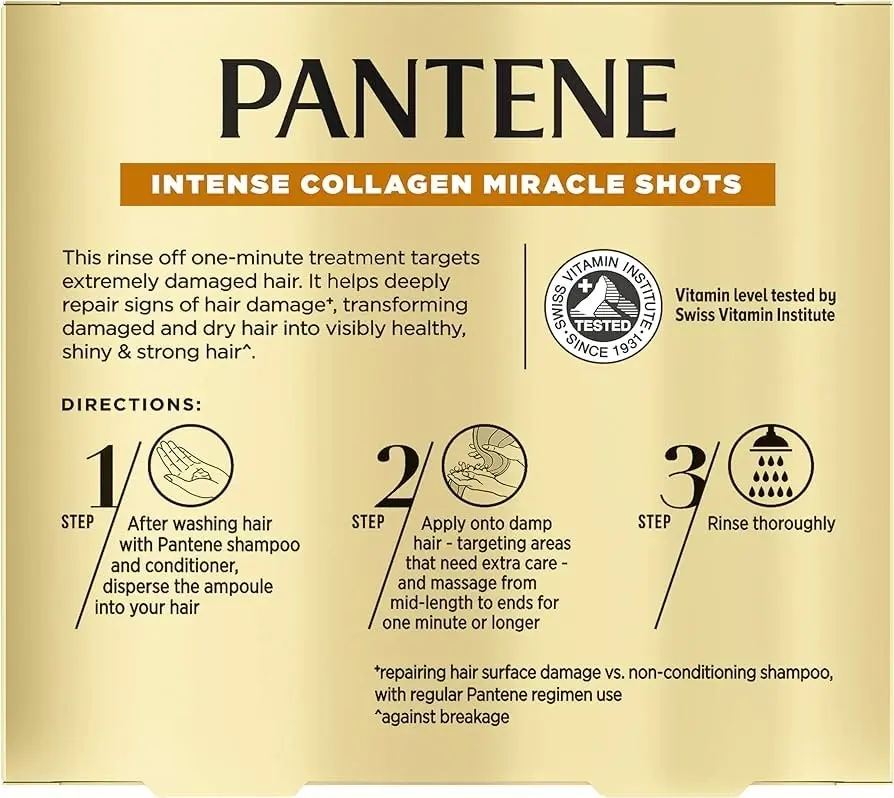 Pantene Intense Miracle Treatment Shots Collagen Repair 3 Pack 15ml