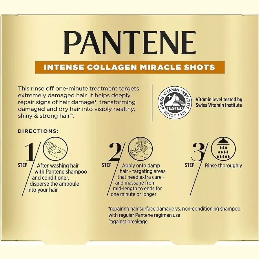 Pantene Intense Miracle Treatment Shots Collagen Repair 3 Pack 15ml